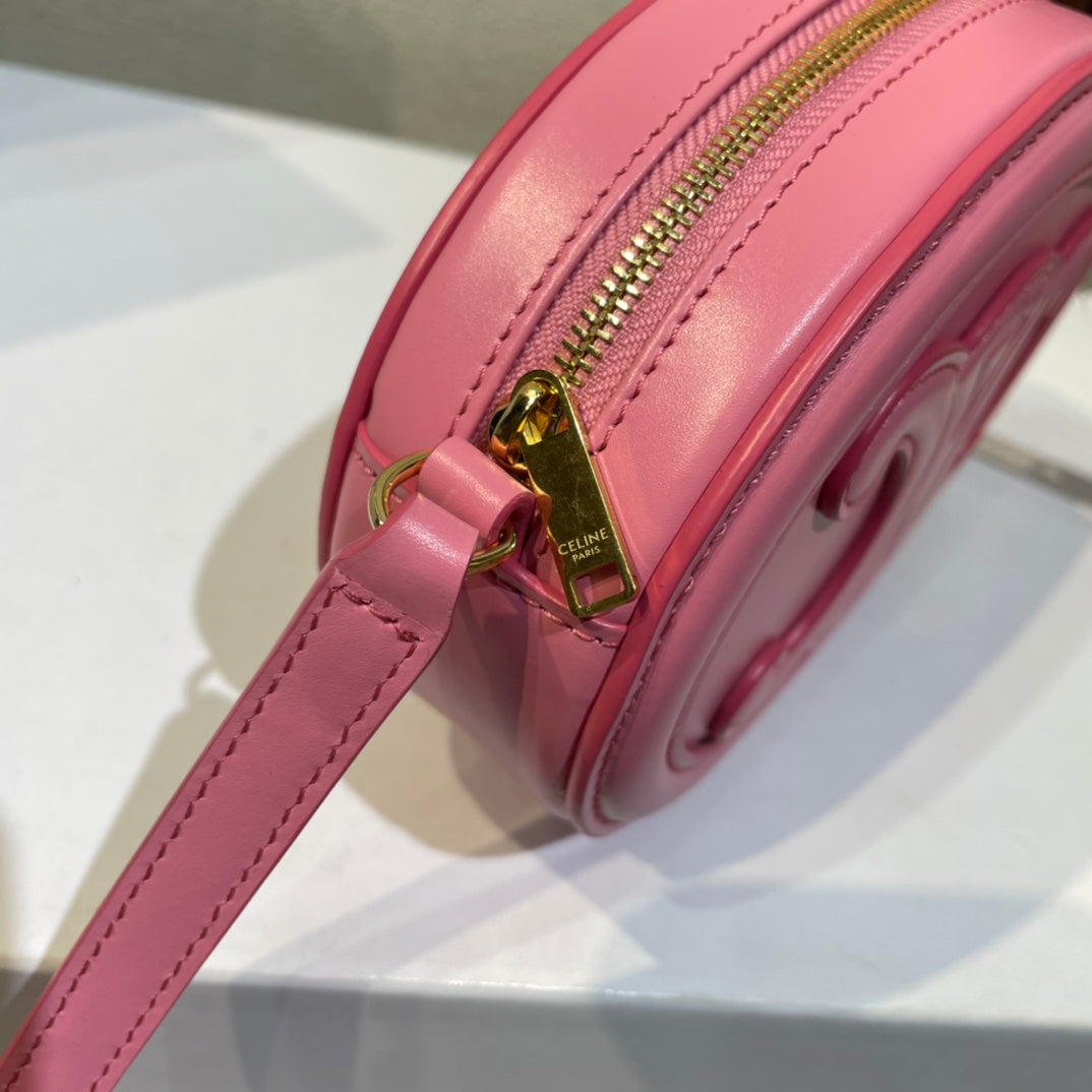 OVAL PURSE BAG 16 IN ROUGE PINK CALFSKIN