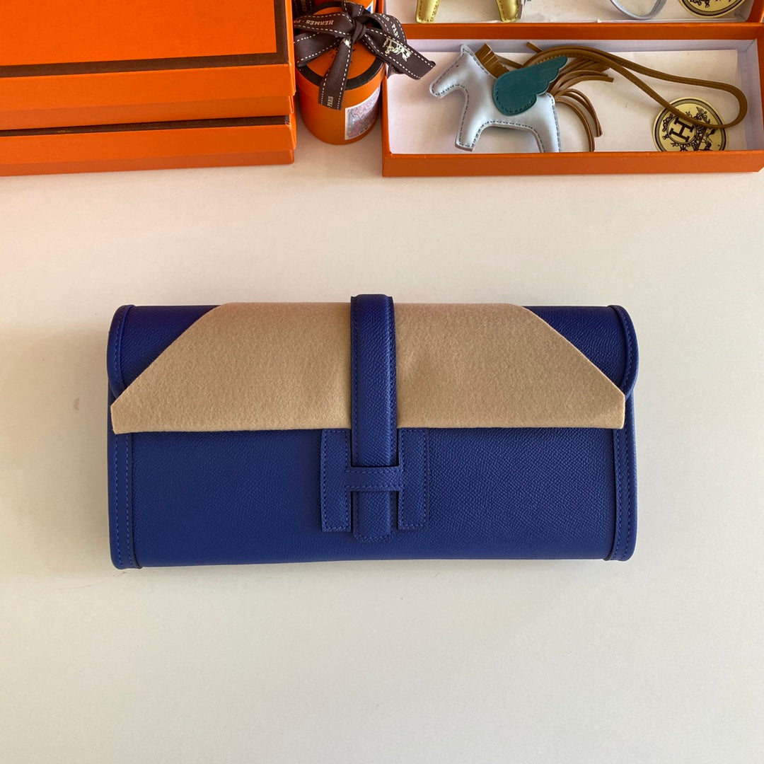 JIGE ELAN 29 CLUTCH IN COBALT BLUE CALFSKIN