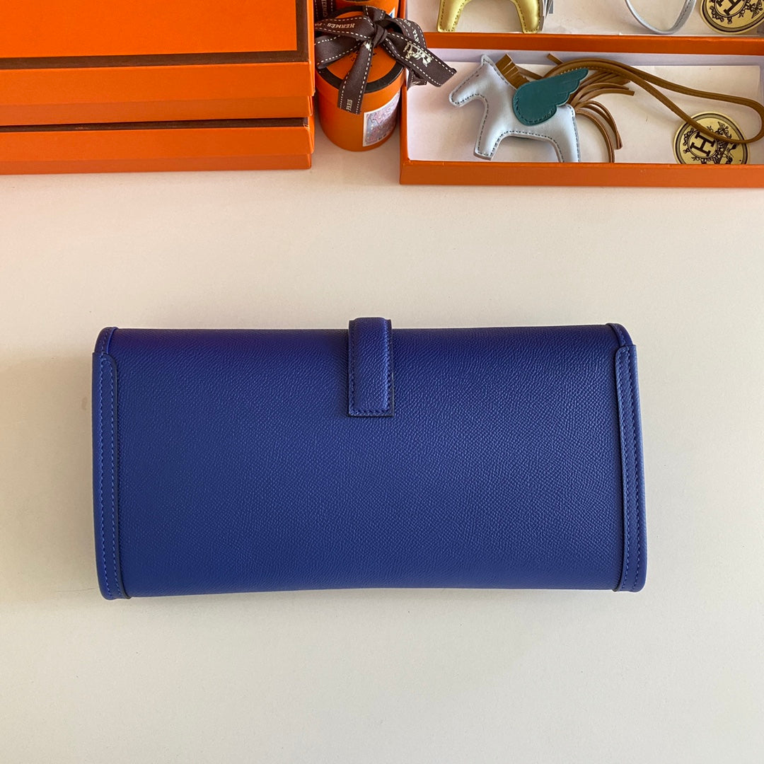 JIGE ELAN 29 CLUTCH IN COBALT BLUE CALFSKIN