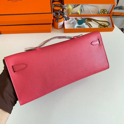 KELLY CUT 31 IN WATERMELON PINK CALFSKIN WITH GOLD HARDWARE