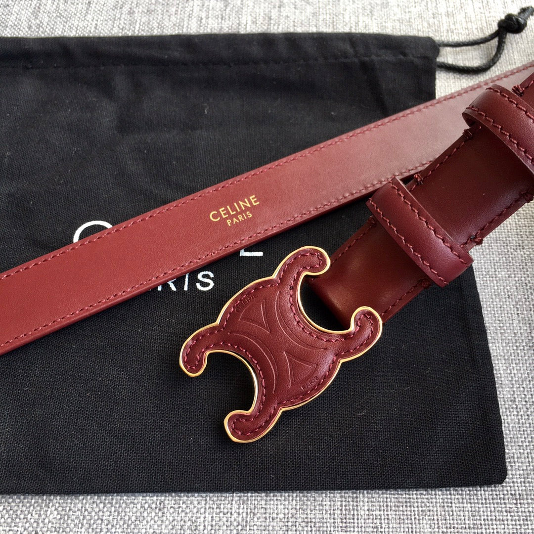 Medium Cuir Triomphe Belt 25mm Wine Calfskin