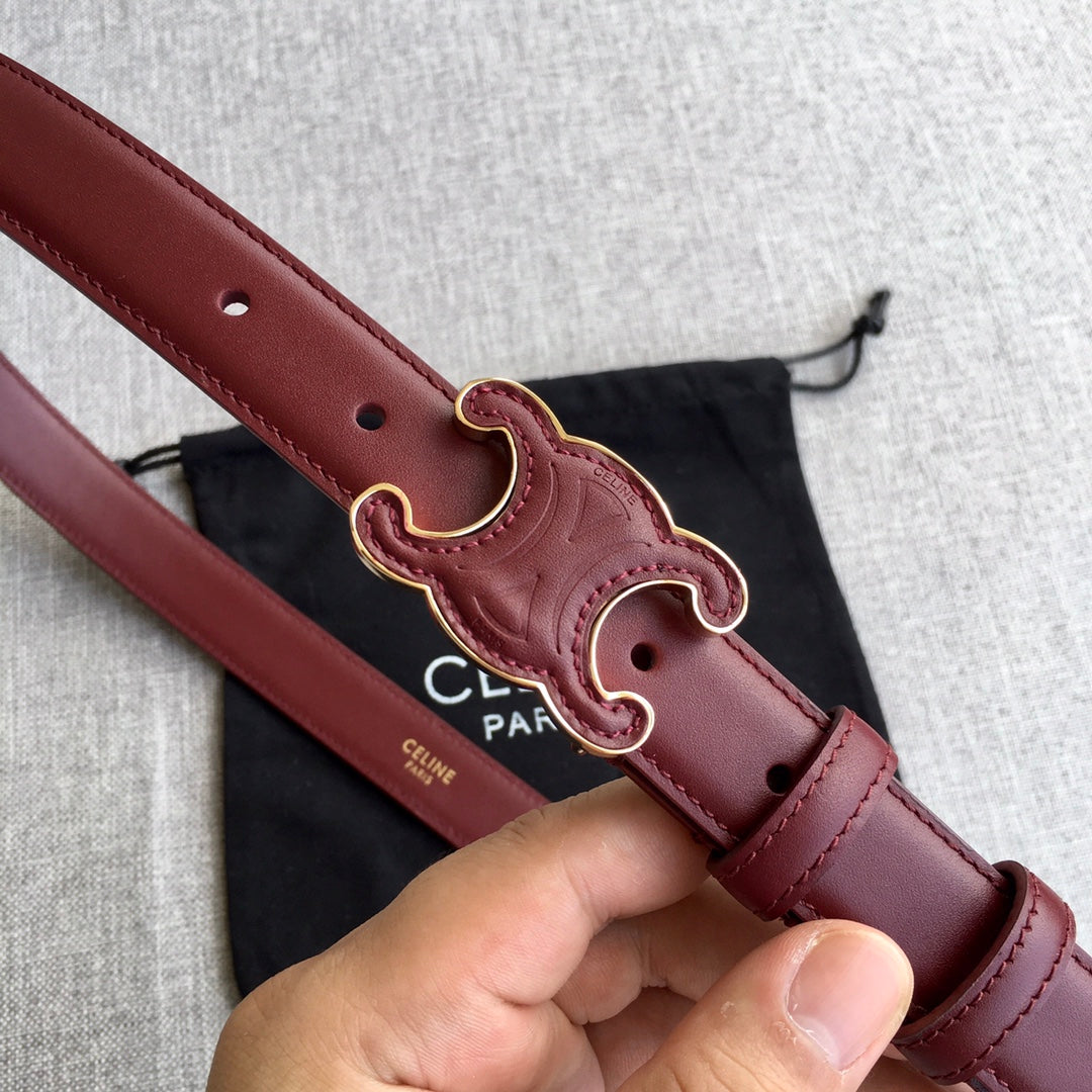 Medium Cuir Triomphe Belt 25mm Wine Calfskin