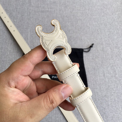Medium Cuir Triomphe Belt 25mm White Calfskin