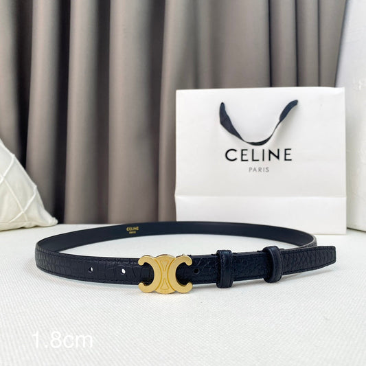 CL Belt 18mm Black Crocodile Embossed Calfskin Ghw