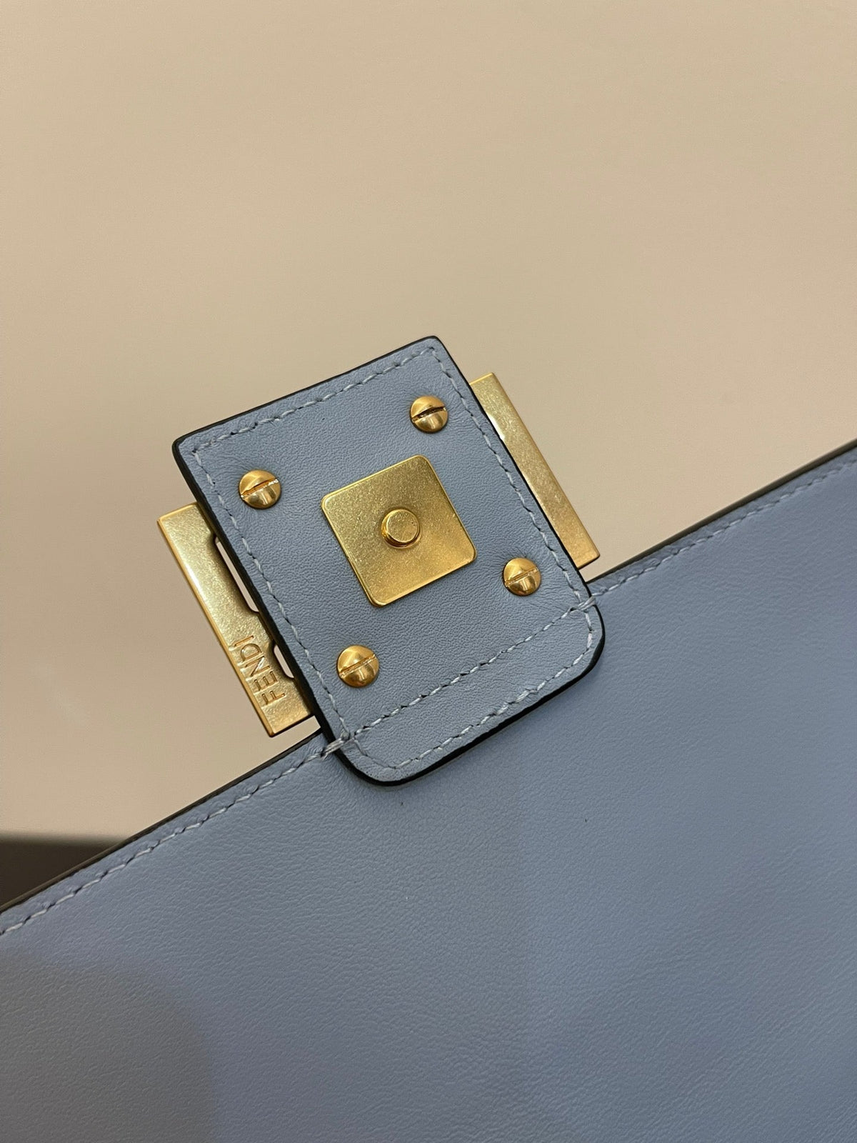 Fend Baguette 24 Bag With FF Motif Baby Blue Leather Ghw