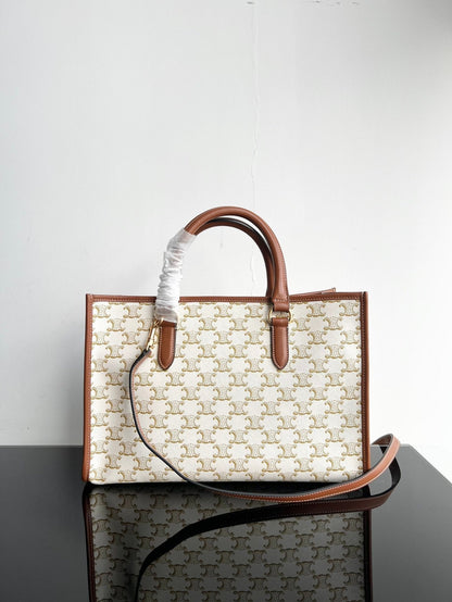 TRIPHOME CABAS 35 WHITE CREAM CALFSKIN TOTE