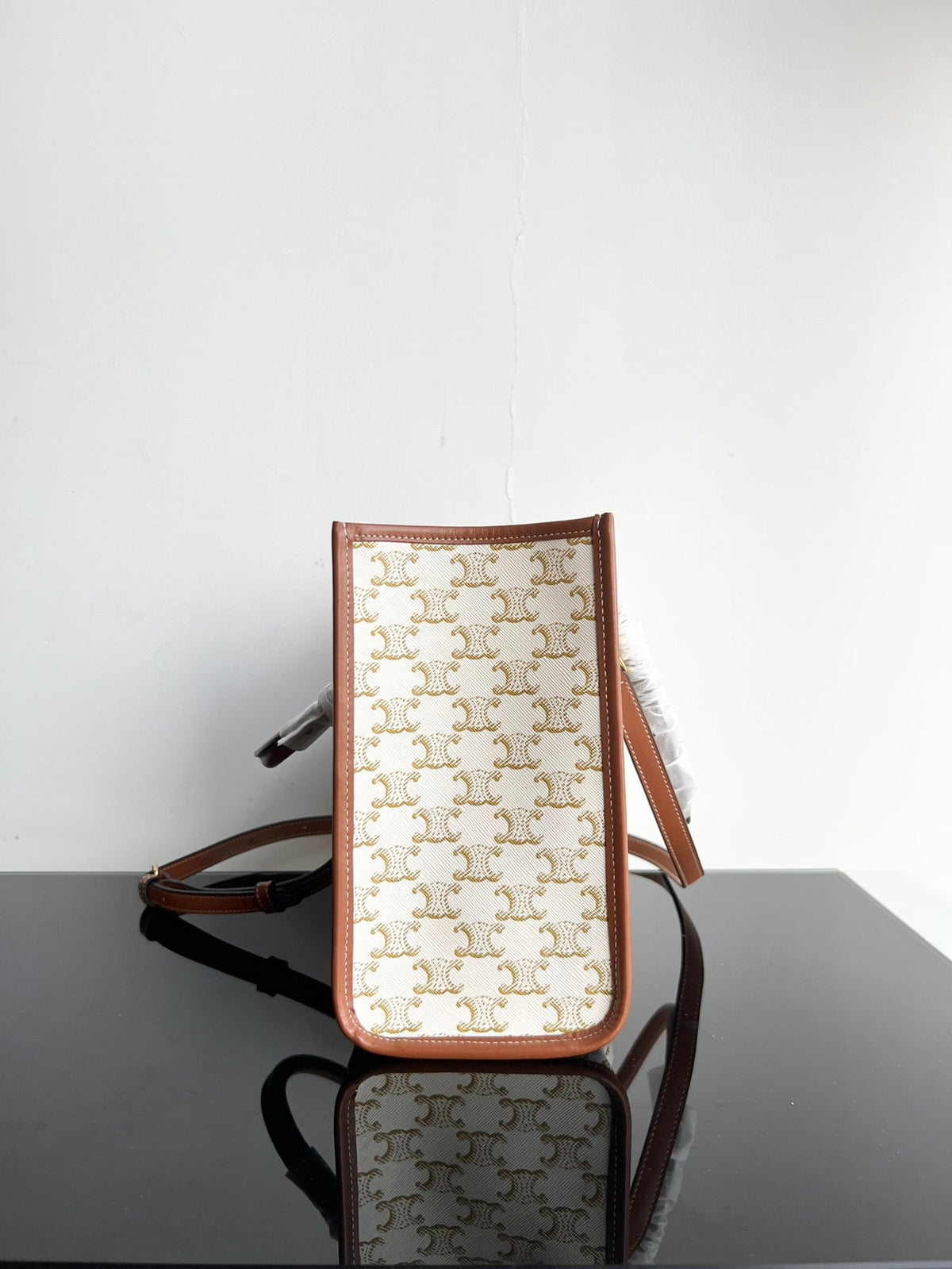 TRIOMPHE CABAS 35 WHITE CREAM CALFSKIN TOTE