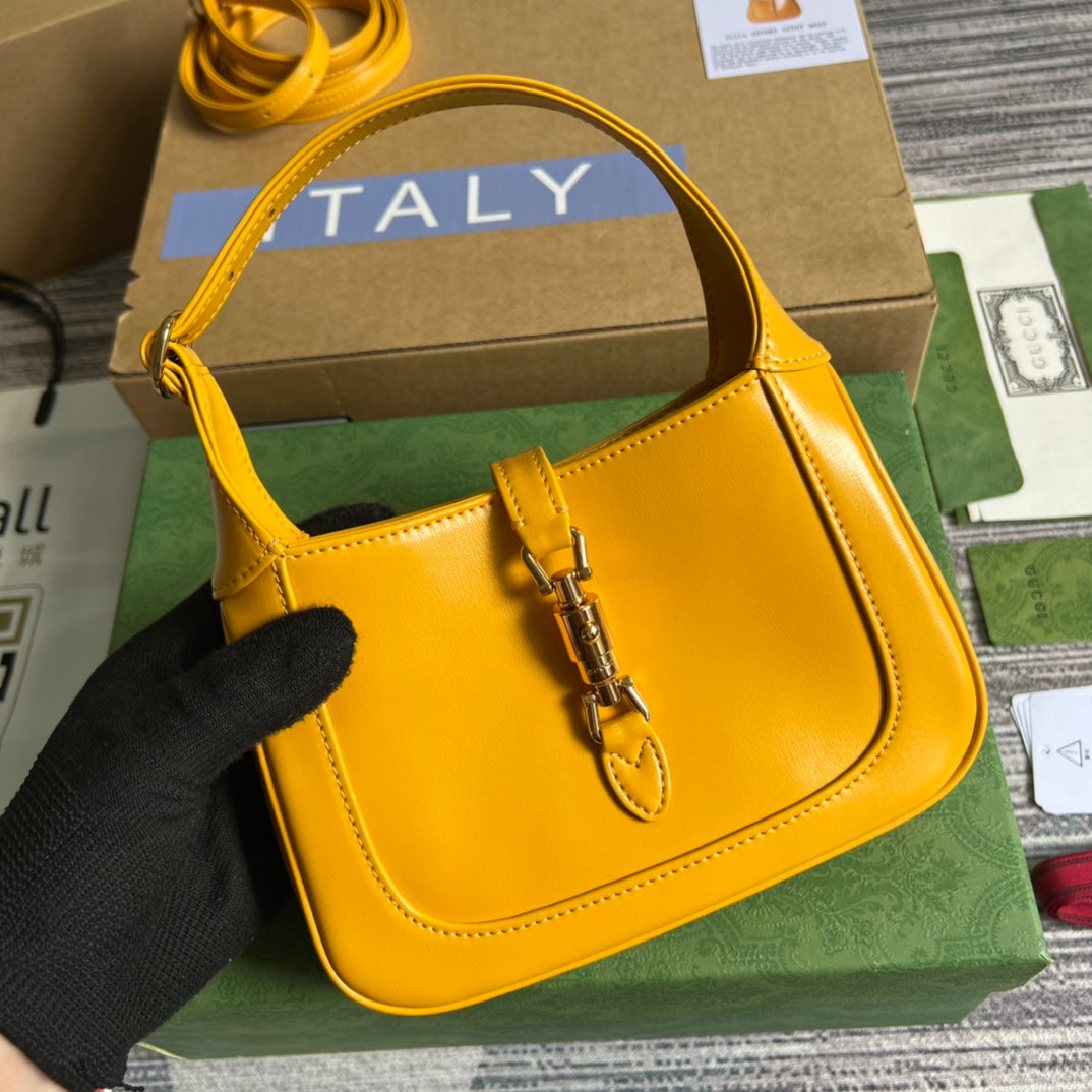 GG JACKIE MINI 19 SHOULDER BAG IN YELLOW CALFSKIN