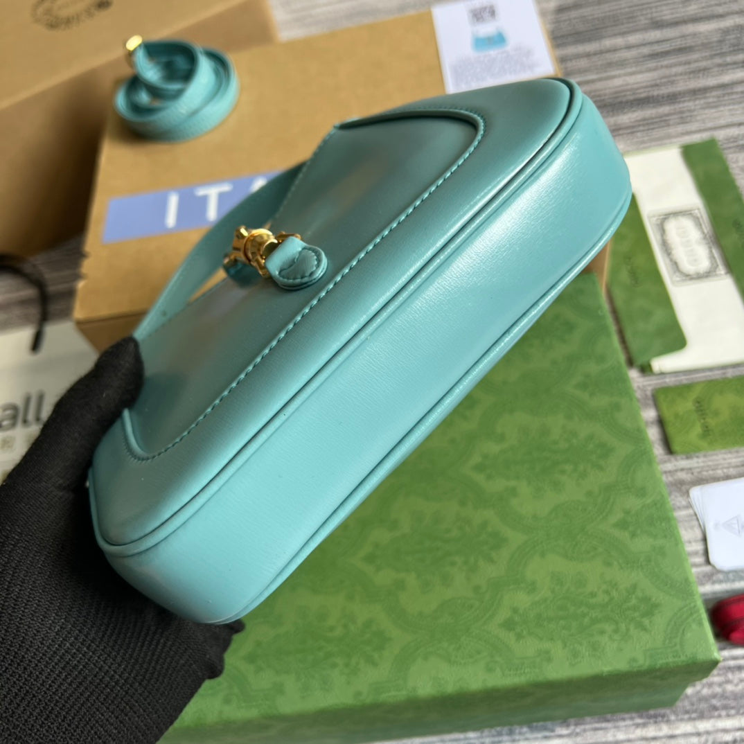 GG JACKIE MINI 19 SHOULDER BAG IN PASTEL BLUE CALFSKIN