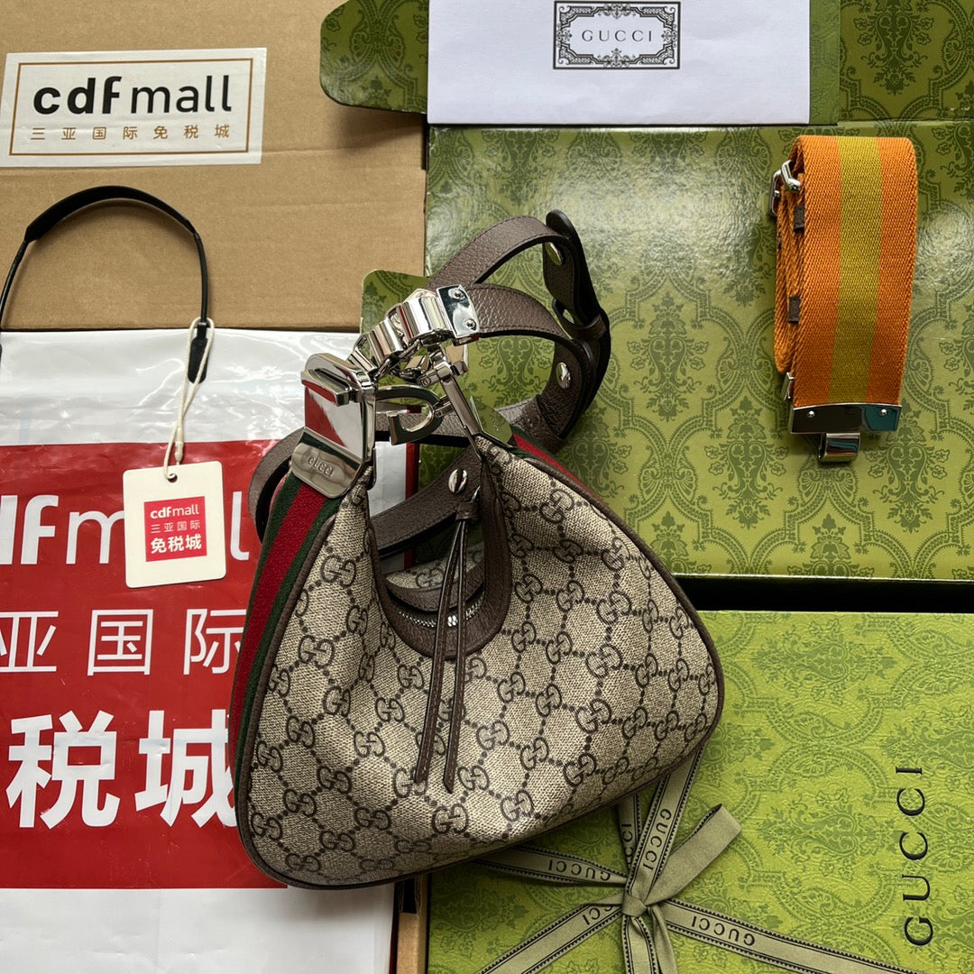 ATTACHE MINI BAG 23 IN BEIGE GG AND BROWN TRIM CALFSKIN