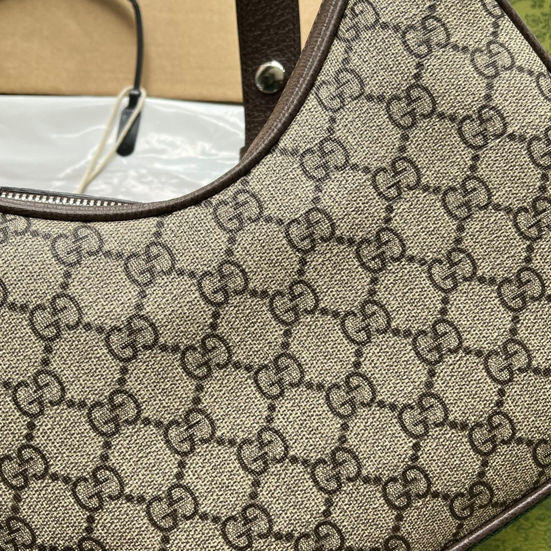 ATTACHE MINI BAG 23 IN BEIGE GG AND BROWN TRIM CALFSKIN
