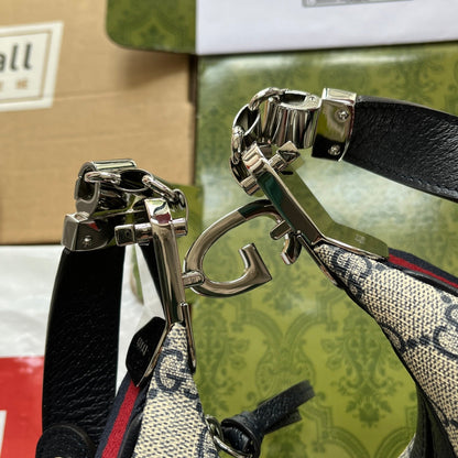 ATTACHE MINI BAG 23 IN BEIGE GG AND DARK BLUE CALFSKIN