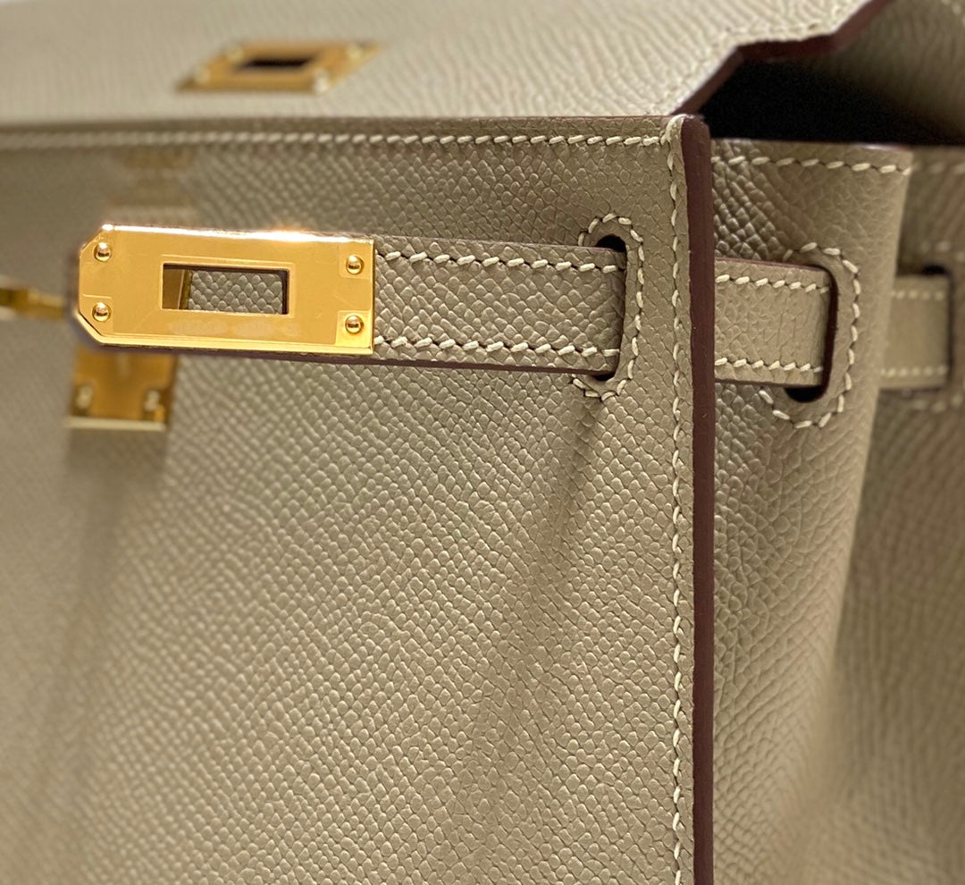 KELLY MINI 20 BAG IN TAN BROWN CALFSKIN WITH GOLD HARDWARE