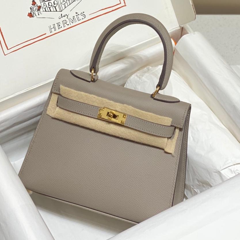 KELLY MINI 20 BAG IN LIGHT BROWN CALFSKIN WITH GOLD HARDWARE