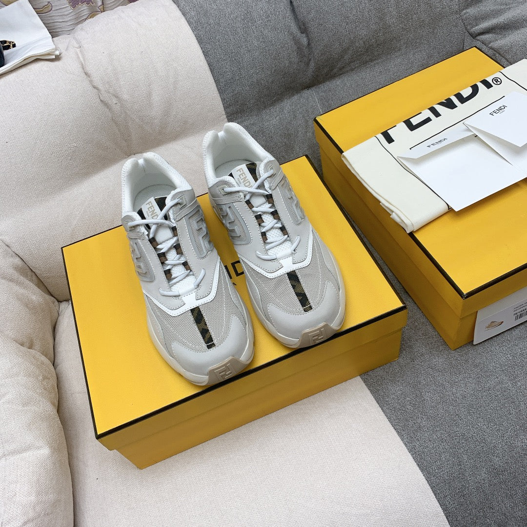 FENDI FASTER TRAINERS IN GREY SUEDE AND BREATHABLE MESH