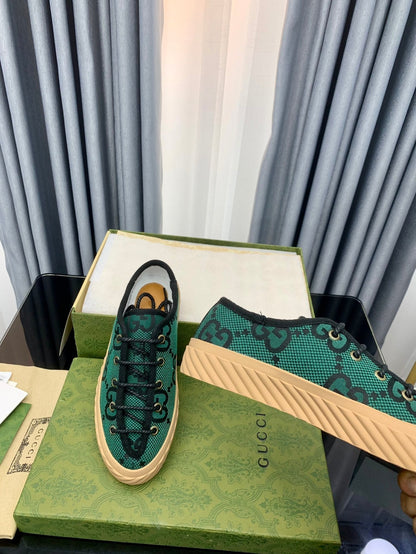 GG UNIQUE SNEAKER THICK-SOLE CASTLETON GREEN CANVAS