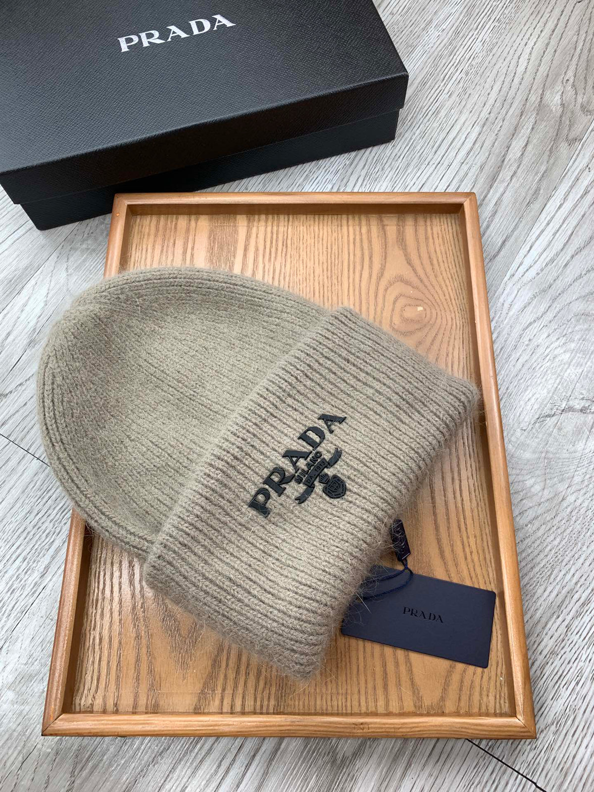 BEANIE HAT IN KHAKI BROWN WOOL 108747