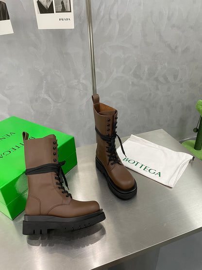 LUG LACE-UP BOOT IN CHOCOLATE BROWN CALFSKIN 7 CM