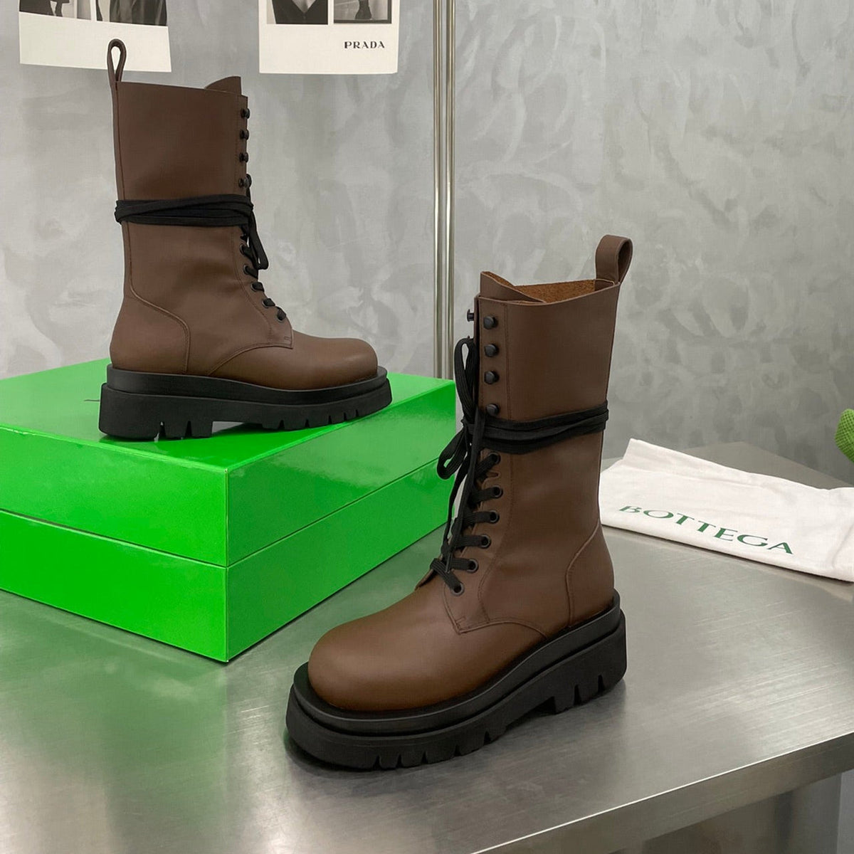 LUG LACE-UP BOOT IN CHOCOLATE BROWN CALFSKIN 7 CM