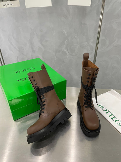 LUG LACE-UP BOOT IN CHOCOLATE BROWN CALFSKIN 7 CM