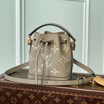 NANO NOÉ 16 IN GREY TOURTERELLE BICOLOR MONOGRAM EMPREINTE CALFSKIN