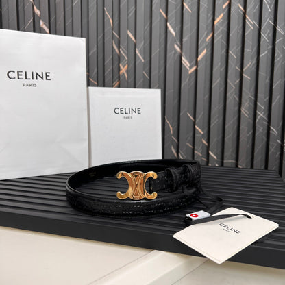CL TRIOMPHE 25 MM BELT IN BLACK CALFSKIN GOLD HARDWARE