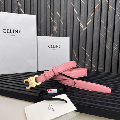 CL TRIOMPHE 25 MM BELT IN BLUSH PINK CALFSKIN GOLD HARDWARE