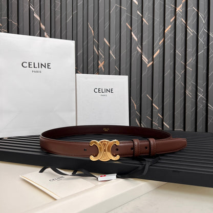 CL TRIOMPHE 25 MM BELT IN PENNY BROWN CALFSKIN GOLD HARDWARE