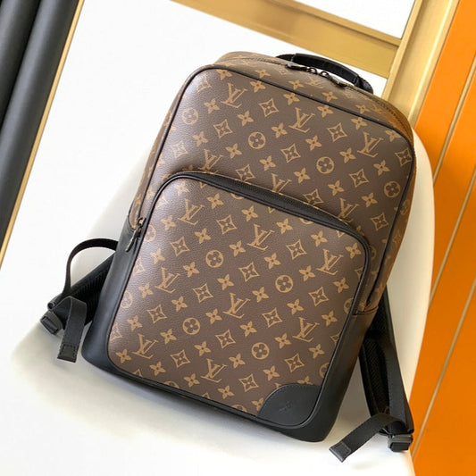 DEAN BACKPACK 42 IN BLACK AND BROWN MONOGRAM CANVAS