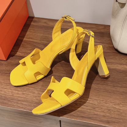 HOLY 75 SANDAL IN BRIGHT YELLOW GRAINED CALFSKIN