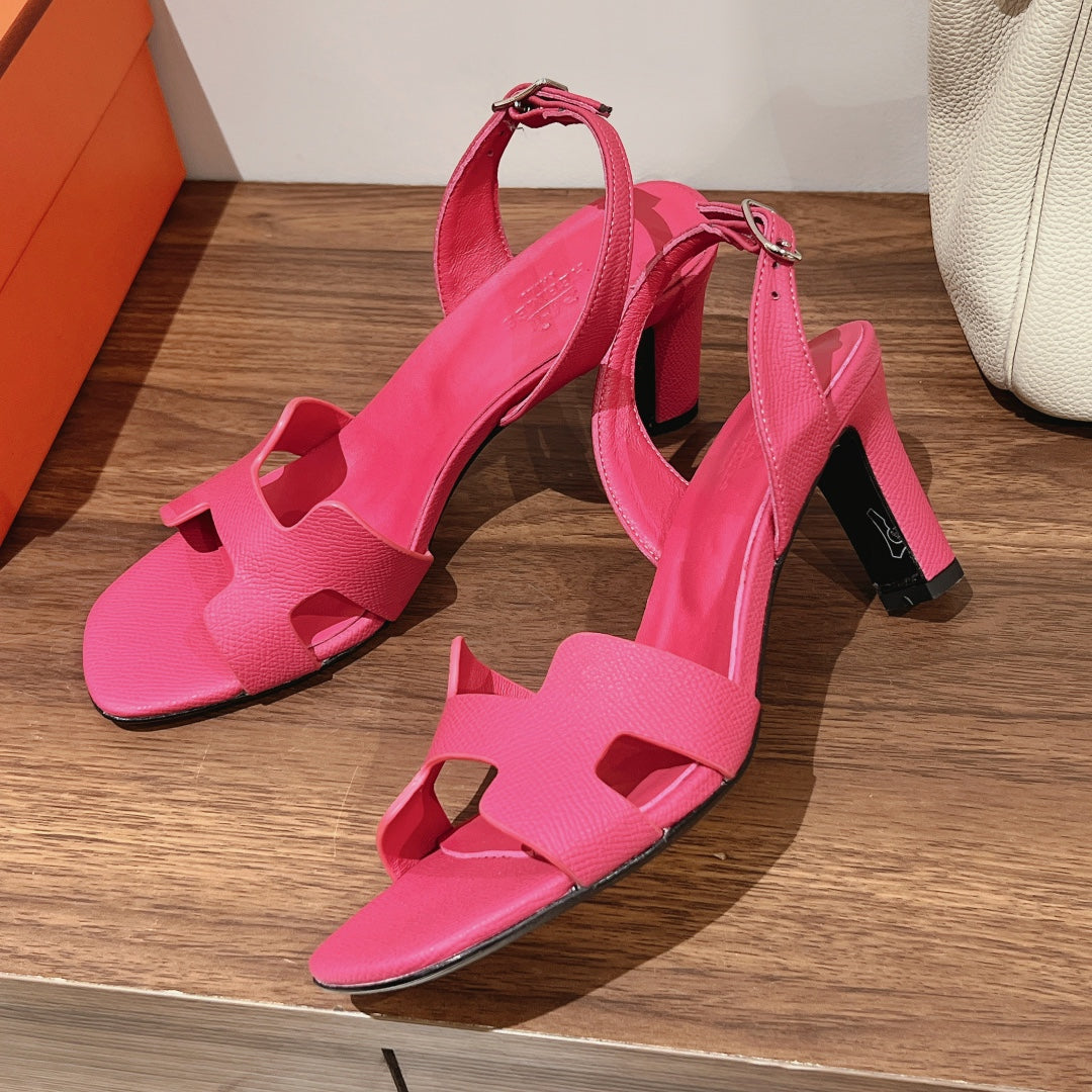 HOLY 75 SANDAL IN BRIGHT PINK GRAINED CALFSKIN