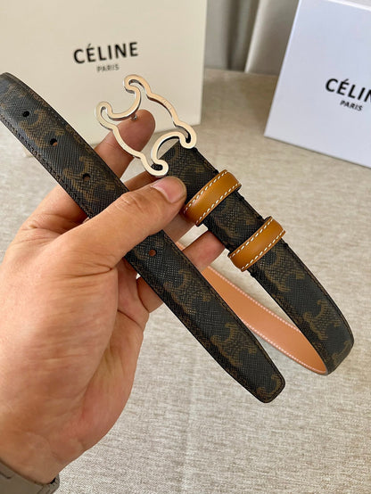 CL logo Cut-out Belt 25mm Black Tan Triomphe Canvas Shw