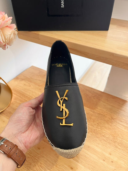 SL YVES LOGO SLIP ON BLACK CALFSKIN