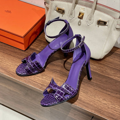 PREMIERE 115 SANDAL IN VIOLET PURPLE CROCODILE LEATHER