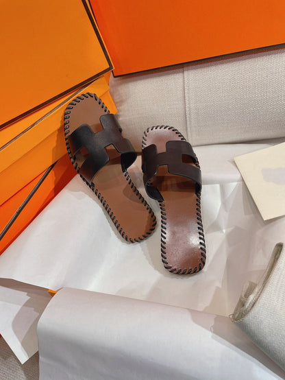 0RAN SANDAL Braided Calfskin BLACK