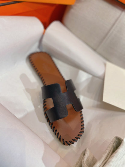0RAN SANDAL Braided Calfskin BLACK