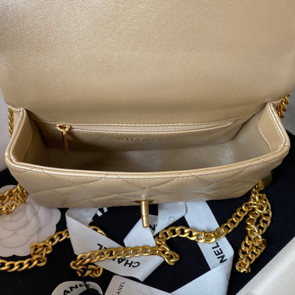 Flap Bag 20cm Gold Lambskin Gold Hardware