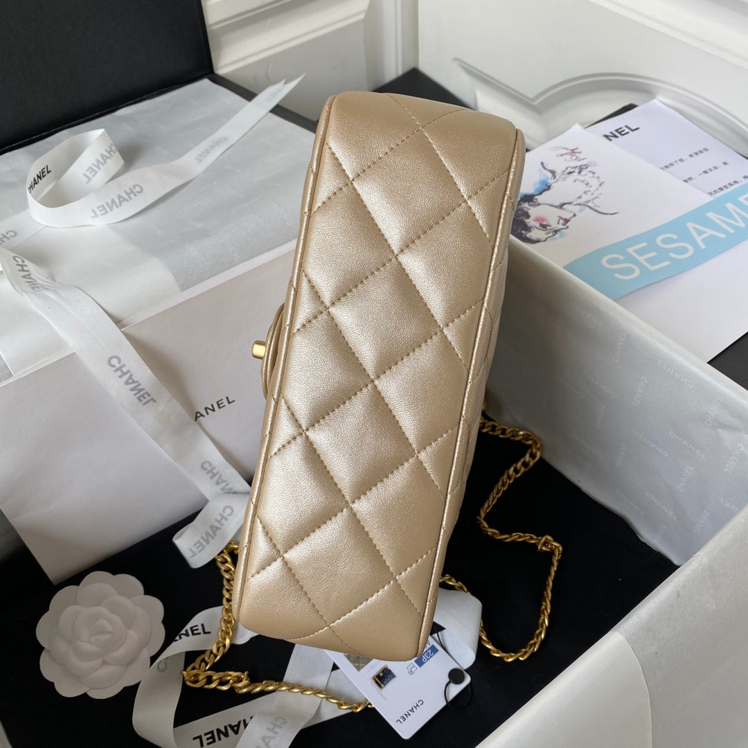 Flap Bag 24cm Gold Lambskin Gold Hardware