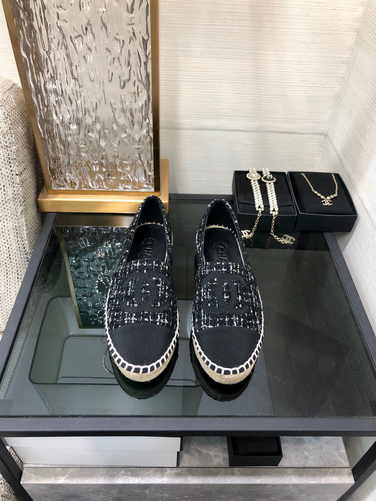 LOAFER IN BLACK MIX WHITE WOOL TWEED