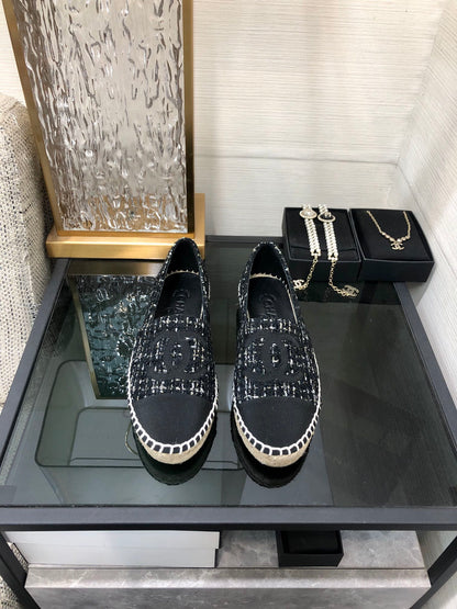 LOAFER IN BLACK MIX WHITE WOOL TWEED