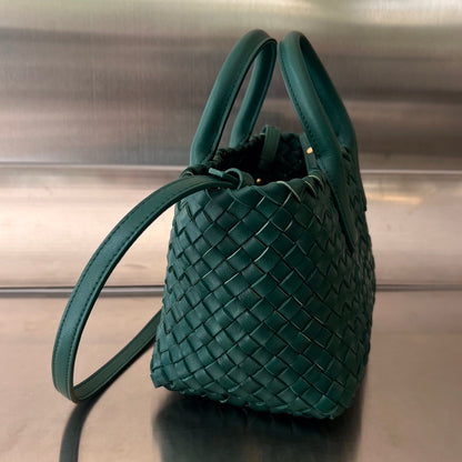 MINI CABAT 20 IN KAITOKE GREEN LAMBSKIN