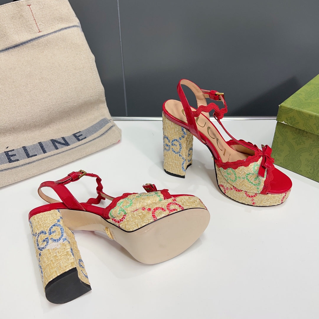 GG 105 HIGH HEEL SANDAL CRIMSON STRAW