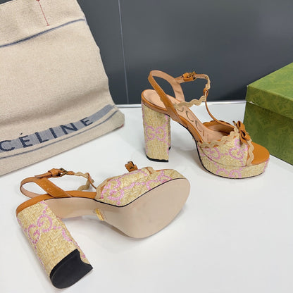 GG 105 HIGH HEEL SANDAL AMBER STRAW