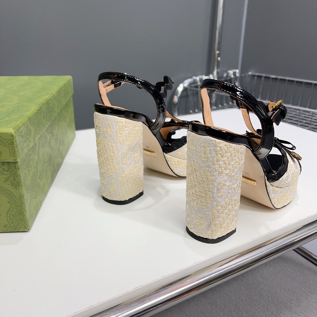 GG 105 HIGH HEEL SANDAL CREAM STRAW