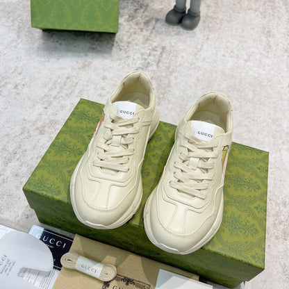 GG RHYTON TRAINER WHITE LAMBSKIN WITH AVOCADO MOTIF