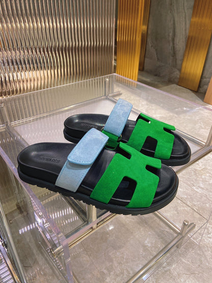 CHYPRE SANDAL GREEN MIX BLUE SUEDE