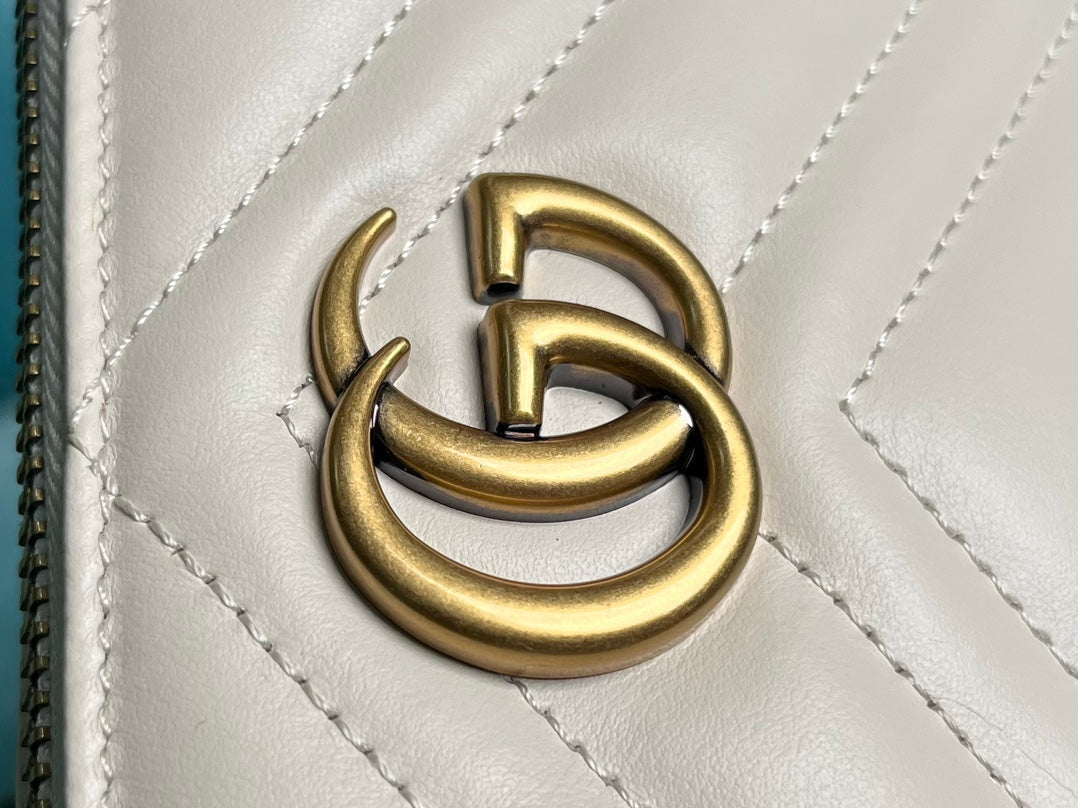 GG MARMONT MINI 22 HANDBAG IN WHITE CALFSKIN