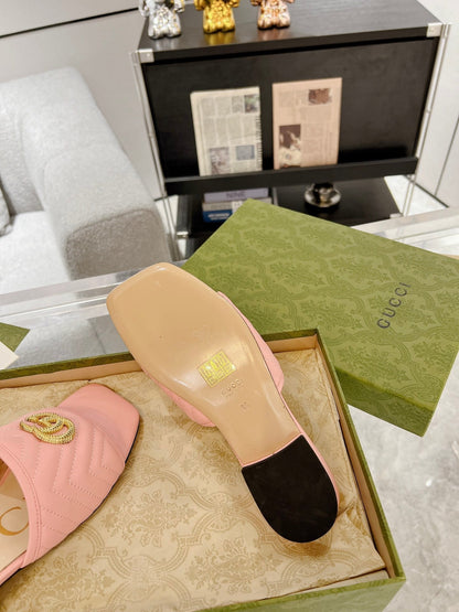 GG EXCLUSIVE SLIDE SANDAL LIGHT PINK CALFSKIN