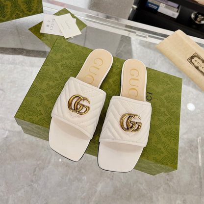 GG EXCLUSIVE SLIDE SANDAL CREAMY WHITE CALFSKIN