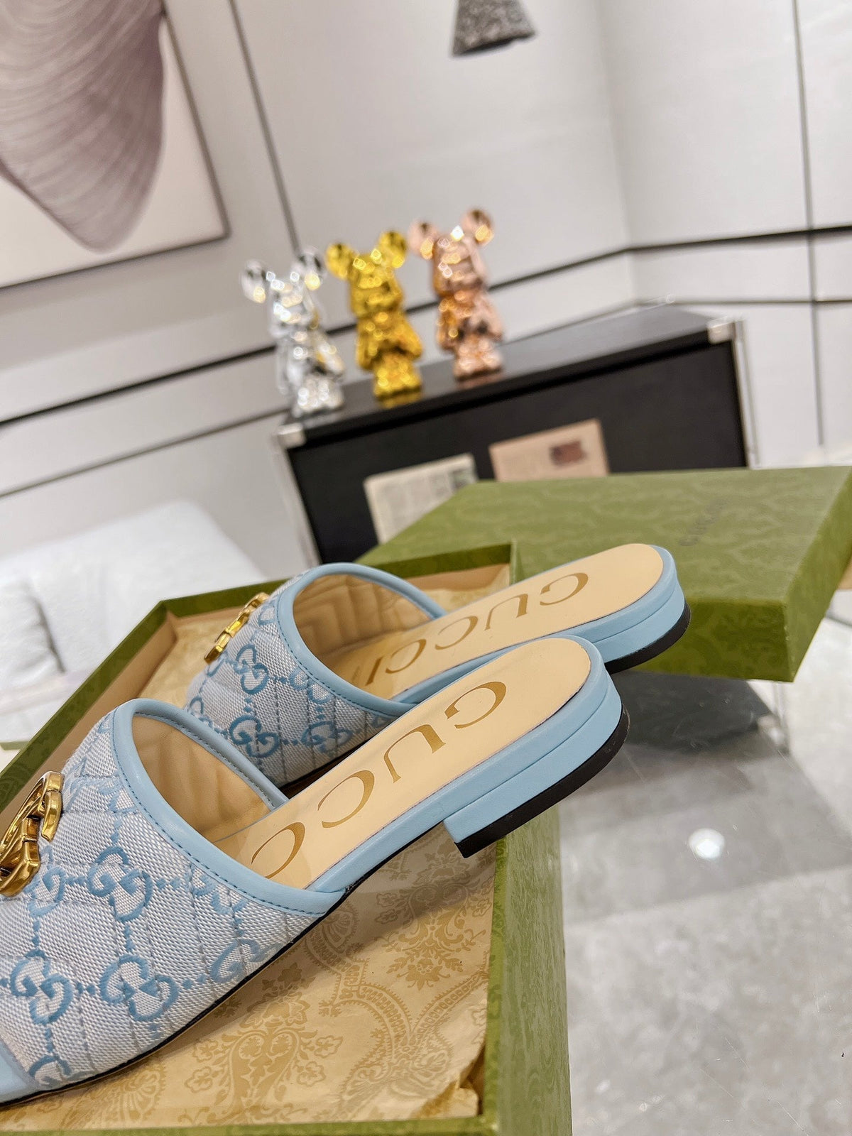 GG EXCLUSIVE SLIDE SANDAL SKY FABRIC